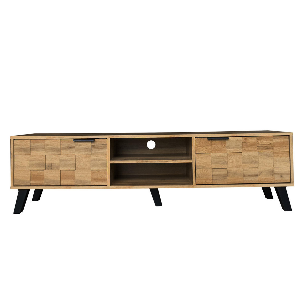 TV-LOWBOARD aus Spanplatte 160,5x35,5x45 cm Holzfarbe mit 2 Türen und offenen Fächern - Naturfarben, Holzwerkstoff (160.5/45/35.5cm) - IVMEU