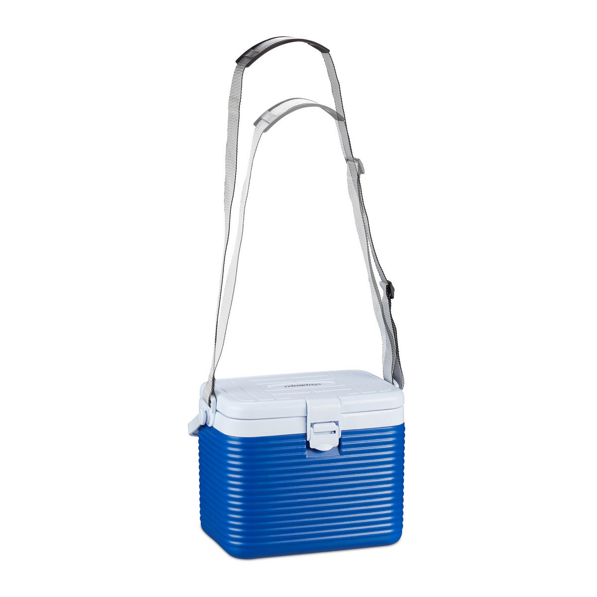 KÜHLBOX Weiß Blau 8 l Tragegurt - Multicolor, Kunststoff (31/34cm) - Relaxdays
