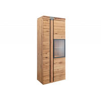 VITRINE Wildeiche / Zerreiche 80x45x204 natur geölt NEW AMSTERDAM #08 - Braun, Holz (80/204/45cm) - Massivmoebel24