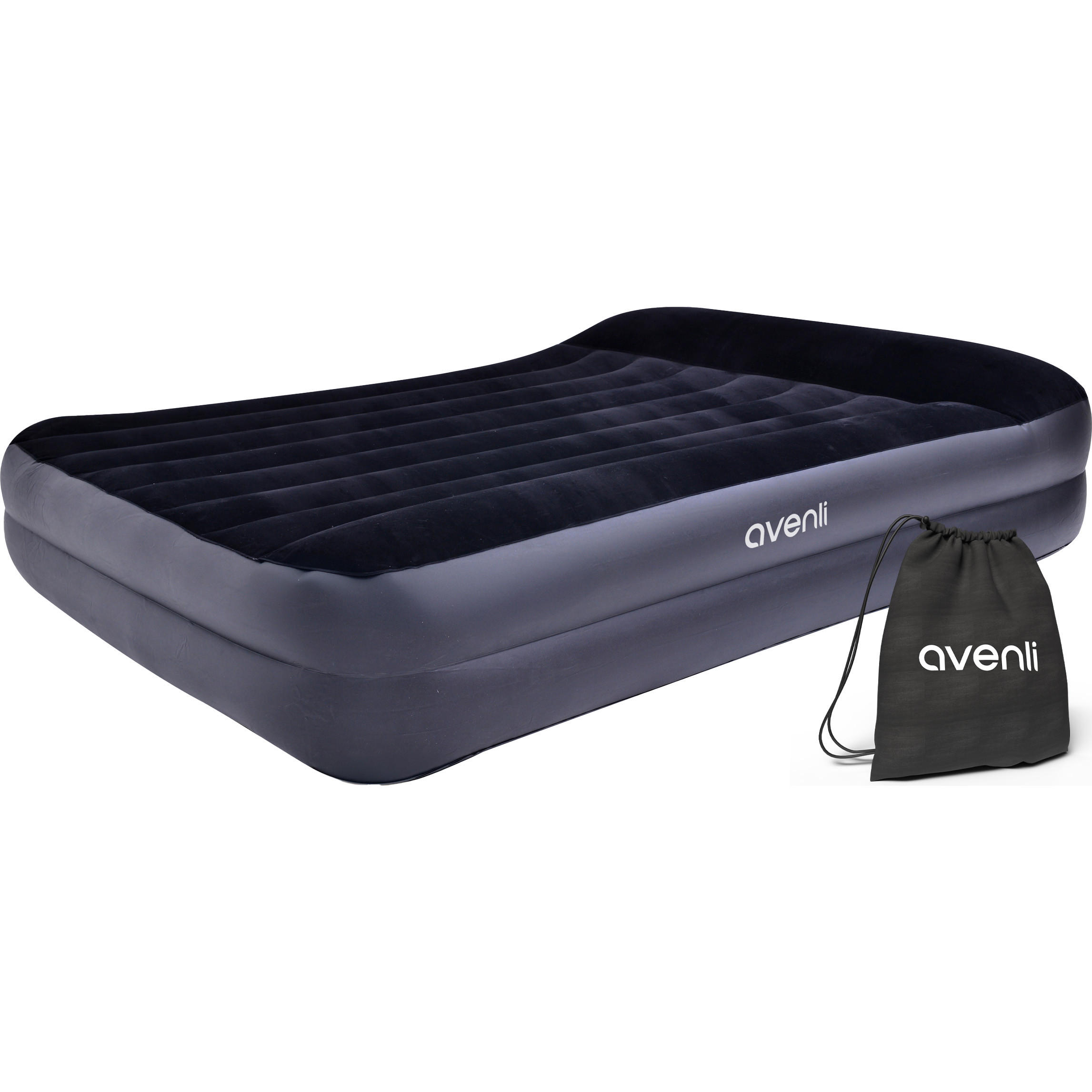 LUFTBETT Luftmatratze selbstaufblasend 203 x 152 x 46 cm mit integrierter Pumpe - Schwarz, Kunststoff (152/203cm) - Avenli