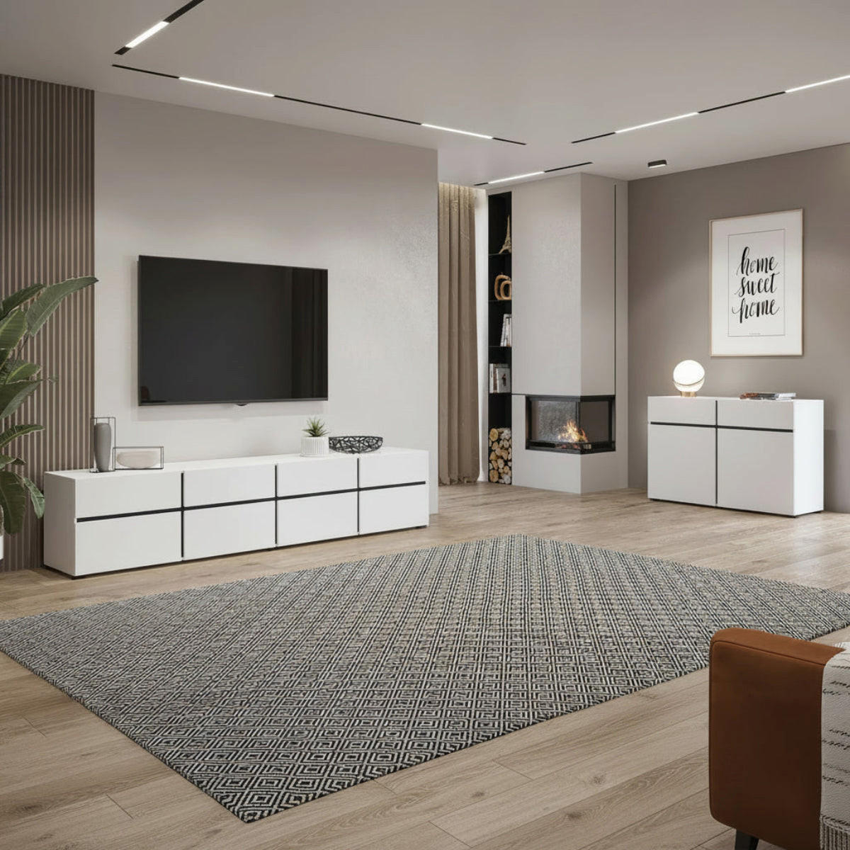 TV STOLÍK Lilia Biela - biela, kompozitné drevo (225/48/40cm) - Petits-meubles