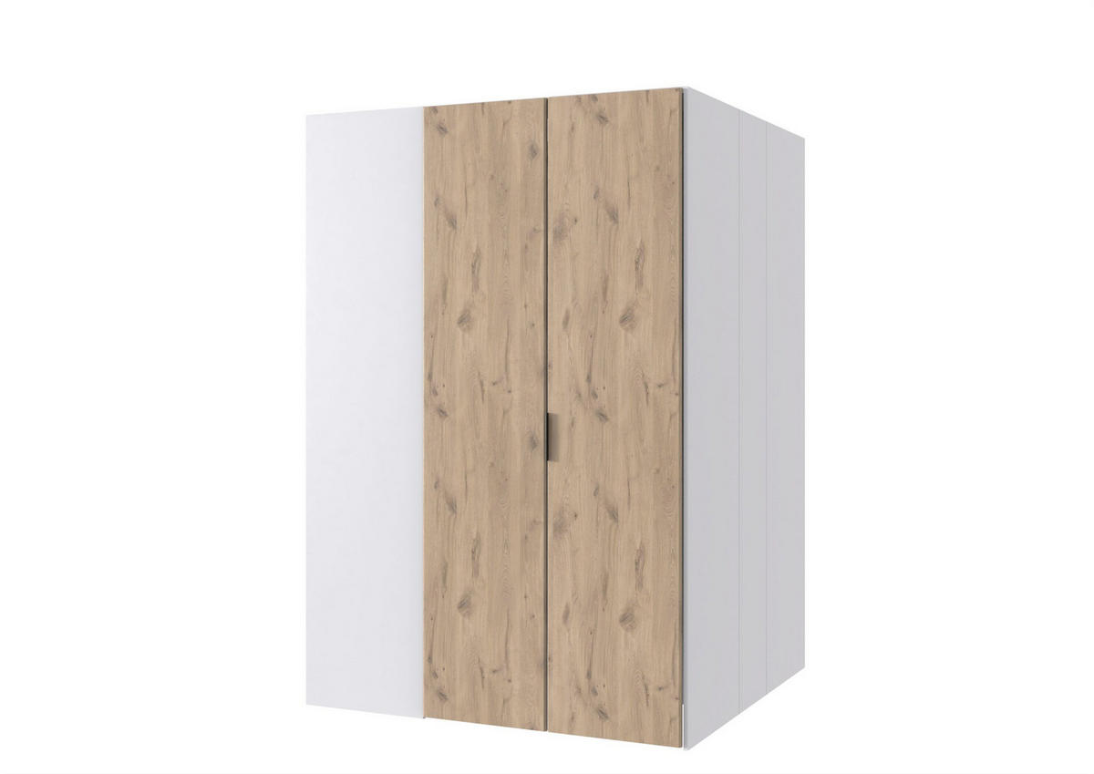 KLEIDERSCHRANK Norderney in Viking Oak und Weiß – begehbarer Eckkleiderschrank 120cm Tiefe - Braun, Holzwerkstoff (135/197/97cm)
