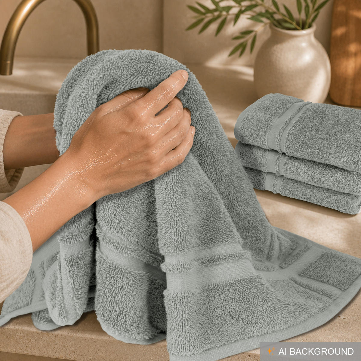 FROTTEE Küchenhandtücher 50x50 cm, 4er Set, Stein Grau - Grau, Textil (50/50cm) - Lashuma