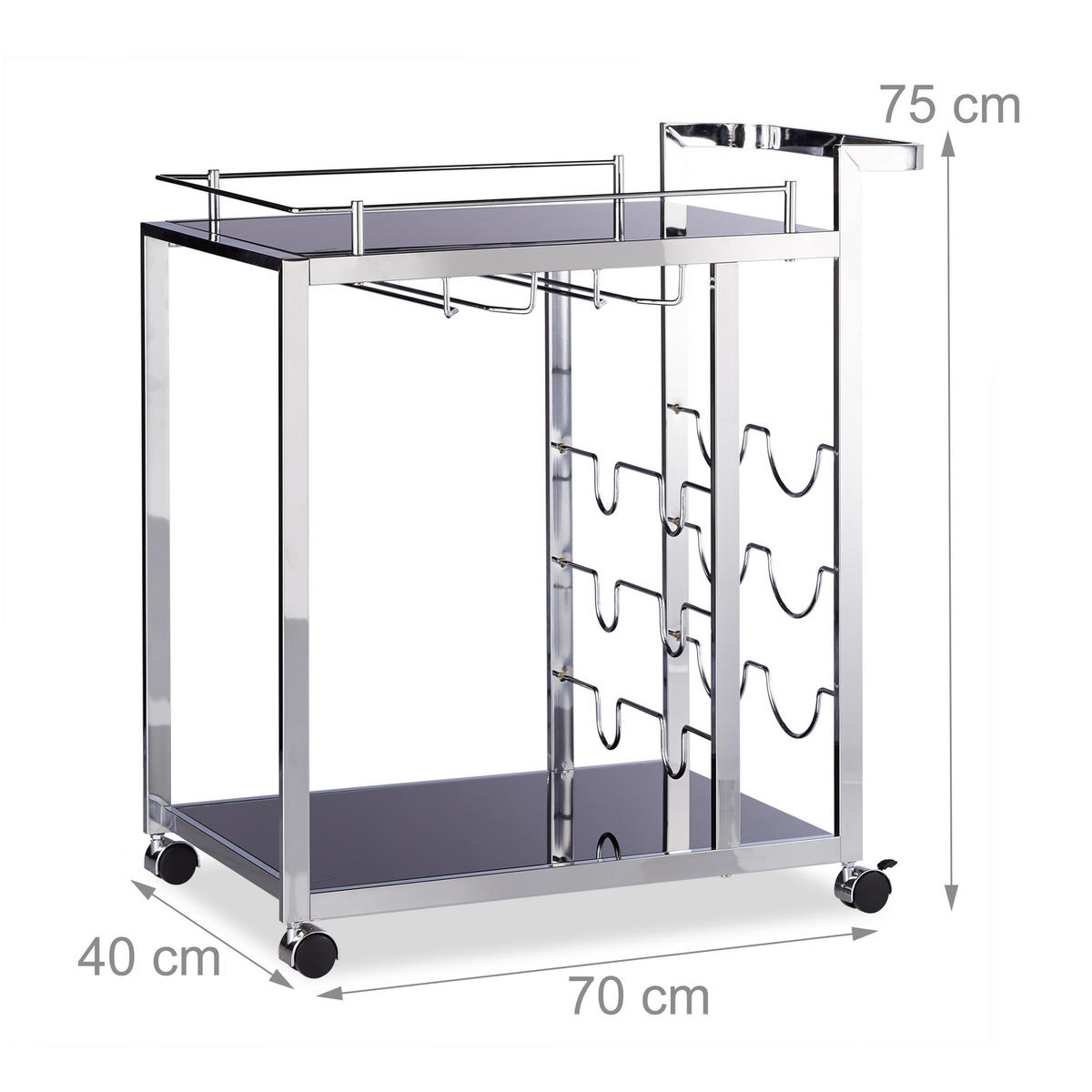 SERVIERWAGEN - Multicolor, Glas/Metall (40/75/70cm) - Relaxdays