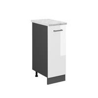 APOTHEKERUNTERSCHRANK R-Line Weiß Hochglanz 30 cm AP Marmor - Weiß Hochglanz/Anthrazit, Holzwerkstoff (30/81.6/60cm) - Vicco