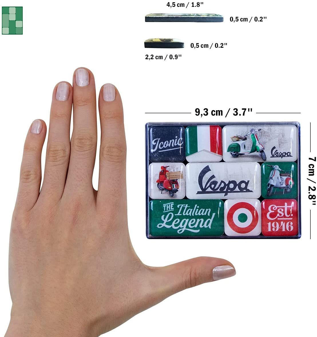 MAGNETSET 9-teilig Vespa Italian Legend - Multicolor, Metall (9/7/2cm) - Nostalgic-Art