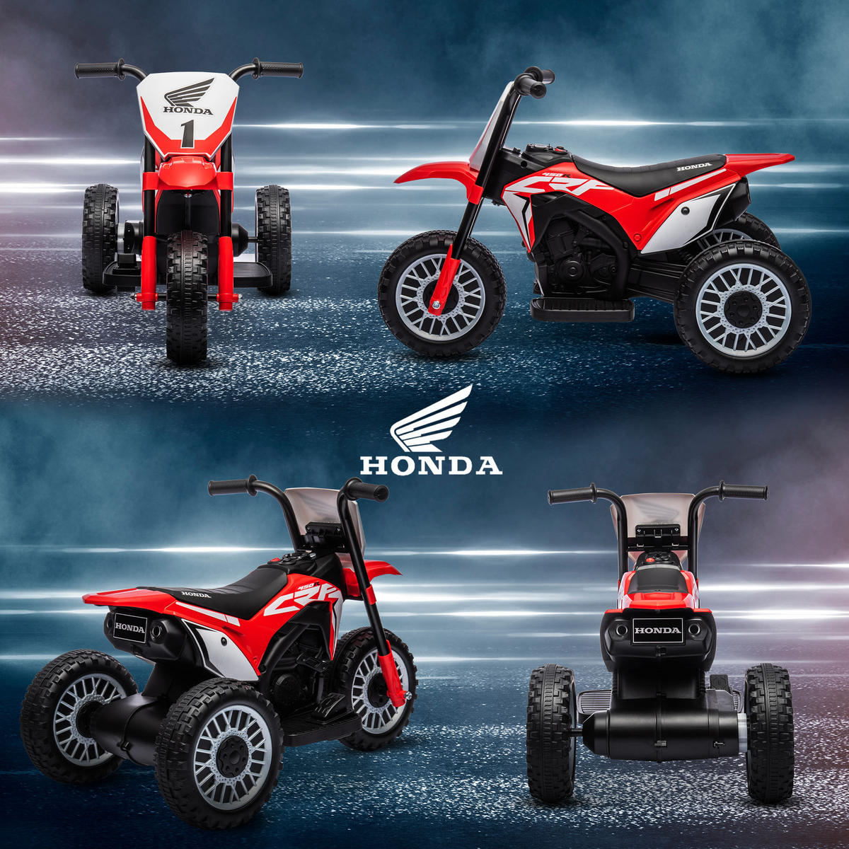 HOMCOM Kinder Elektro-Motorrad, 6V Kindermotorrad mit Hupe, Startup-Musik - Rot, Kunststoff/Metall (71/40.5/43.5cm) - HOMCOM