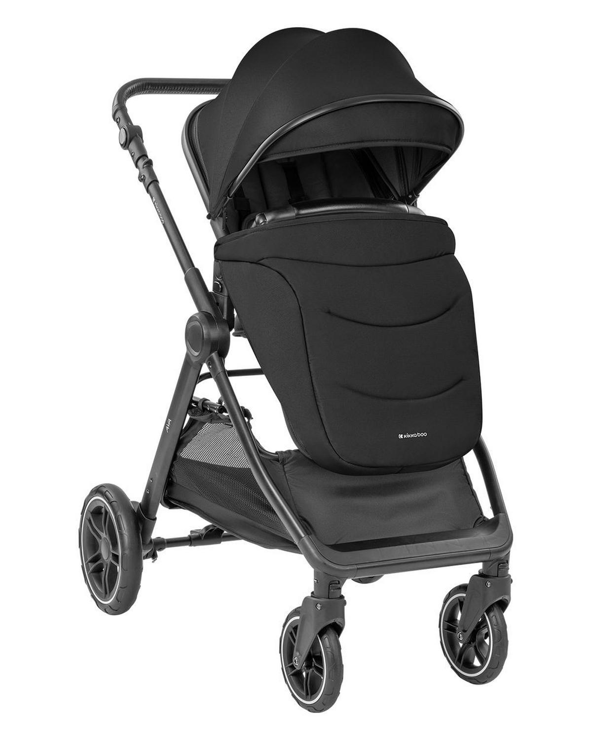 KOMBIKINDERWAGEN Ava 3 in 1 schwarz Babywanne, Babyschale, Gummiräder, Tasche - Schwarz, Metall (84/59/102cm) - Kikka boo