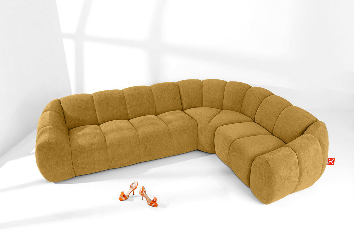 ECKSOFA RECHTS FLAVA, Honigfarben - Honig, Holz/Holzwerkstoff (310/230cm) - KONSIMO®