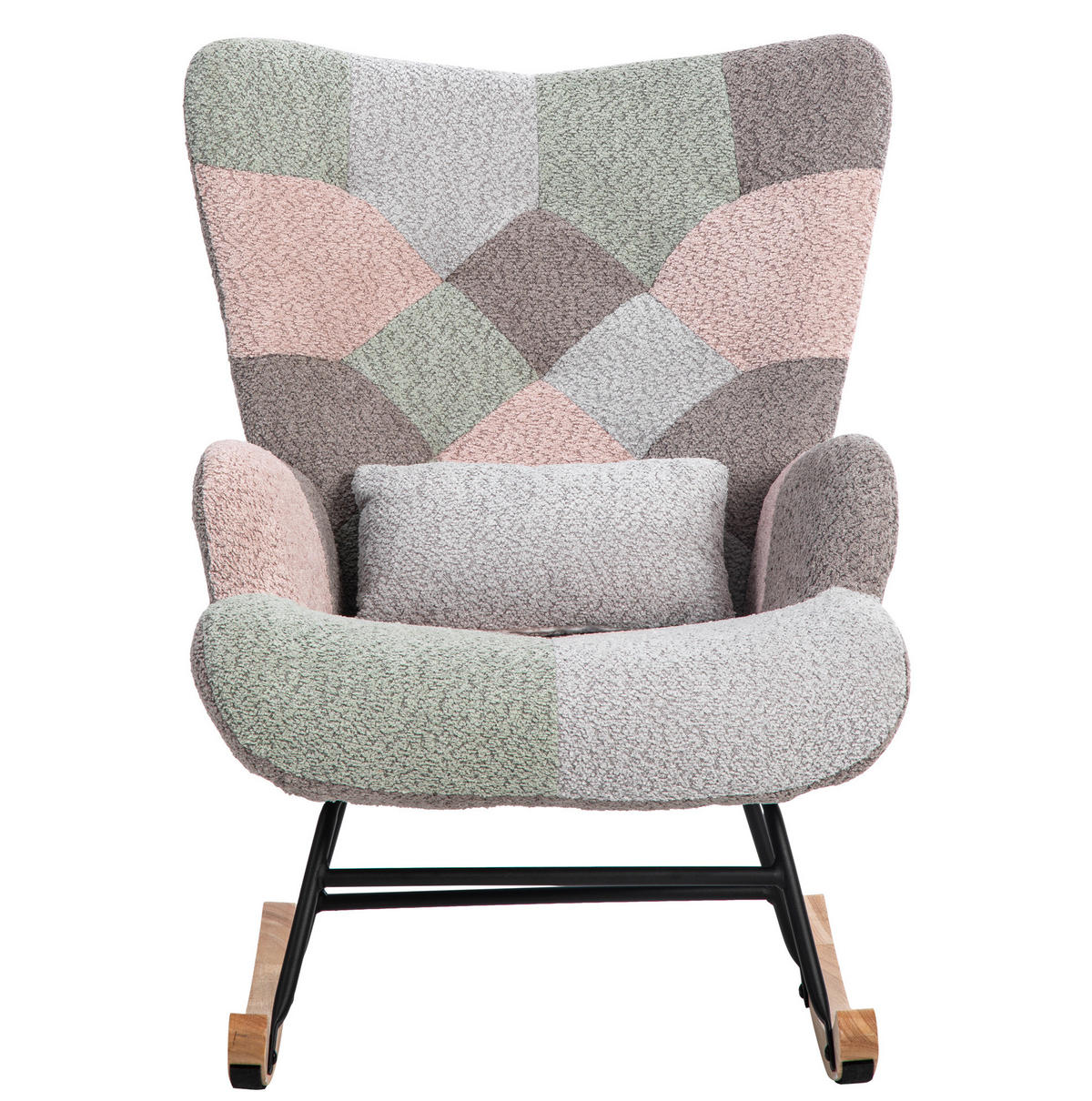 SCHAUKELSTUHL 48/43/93 cm bunt aus Samt mit Fußhocker und Lendenkissen - Multicolor, Textil (83/91/68cm) - OKWISH