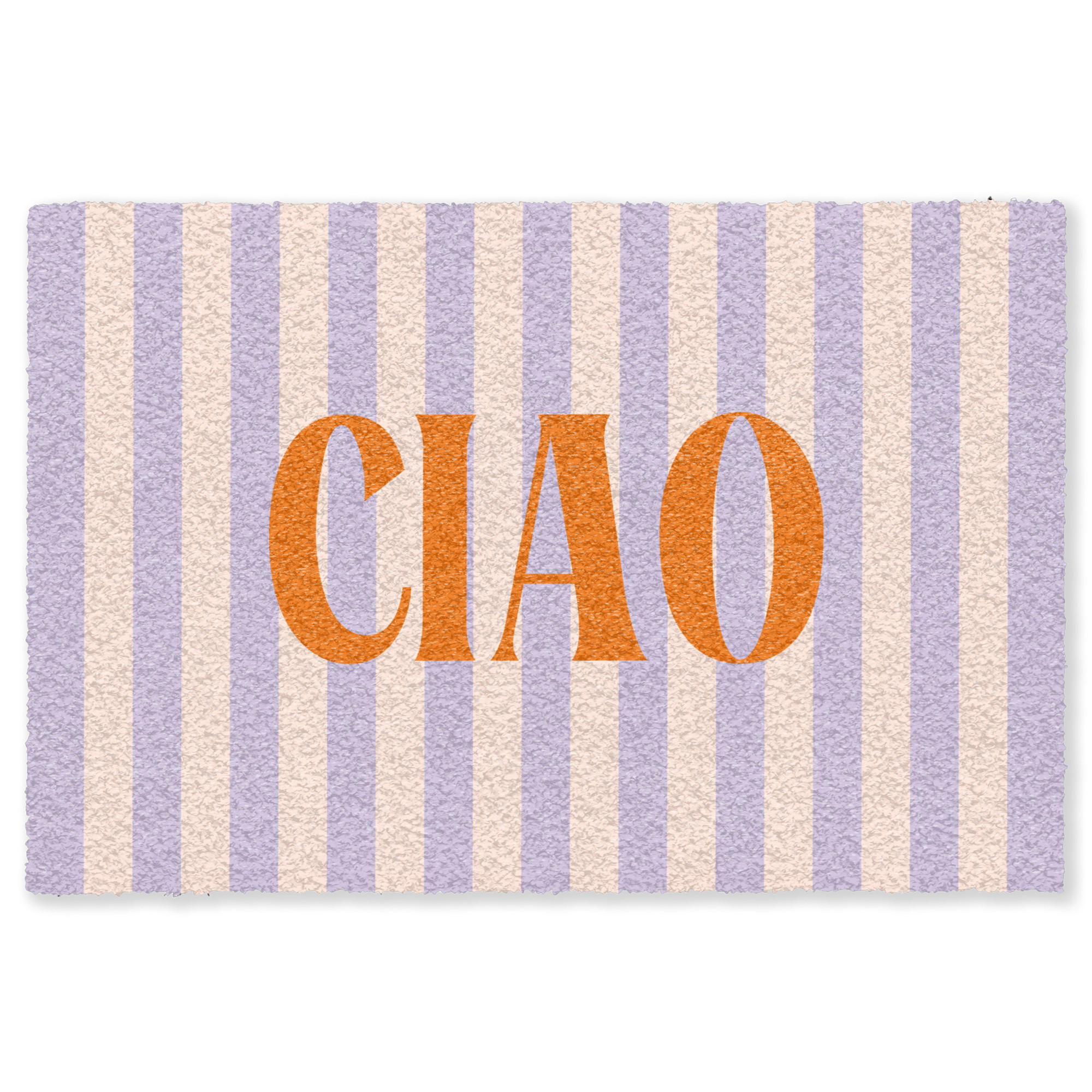 FUSSMATTE Ciao - Zitat - Pastell - Streifen Schmutzfangmatte 180x120 cm - Flieder, Kunststoff (180/120cm) - MuchoWow