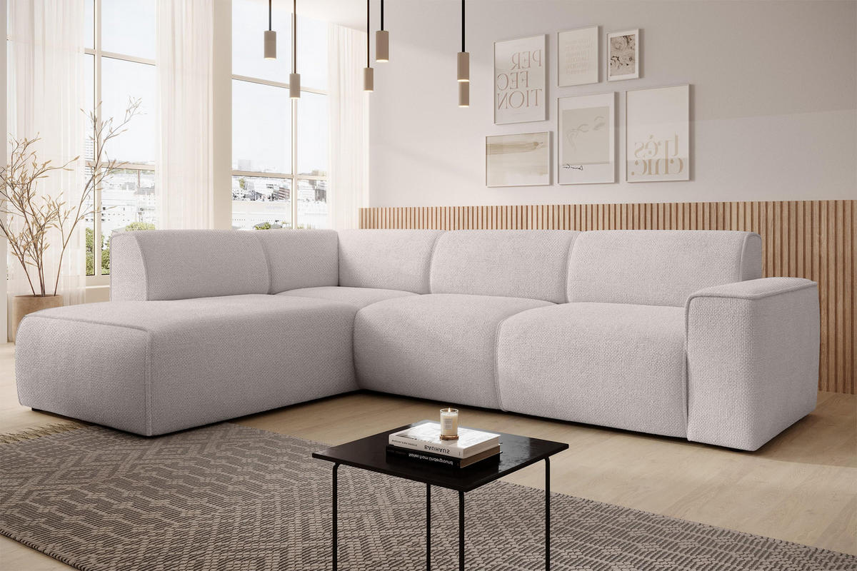 ECKSOFA L Form Didim Taupe 292/220/78 cm – großes Sofa stilvoll & bequem L - Taupe/Schwarz, Kunststoff/Textil (220/292cm) - AX Living