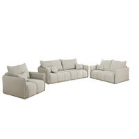 SOFASET Morgano 3-2-1 - Creme, Holzwerkstoff/Textil (216/86/102cm) - Fun Möbel