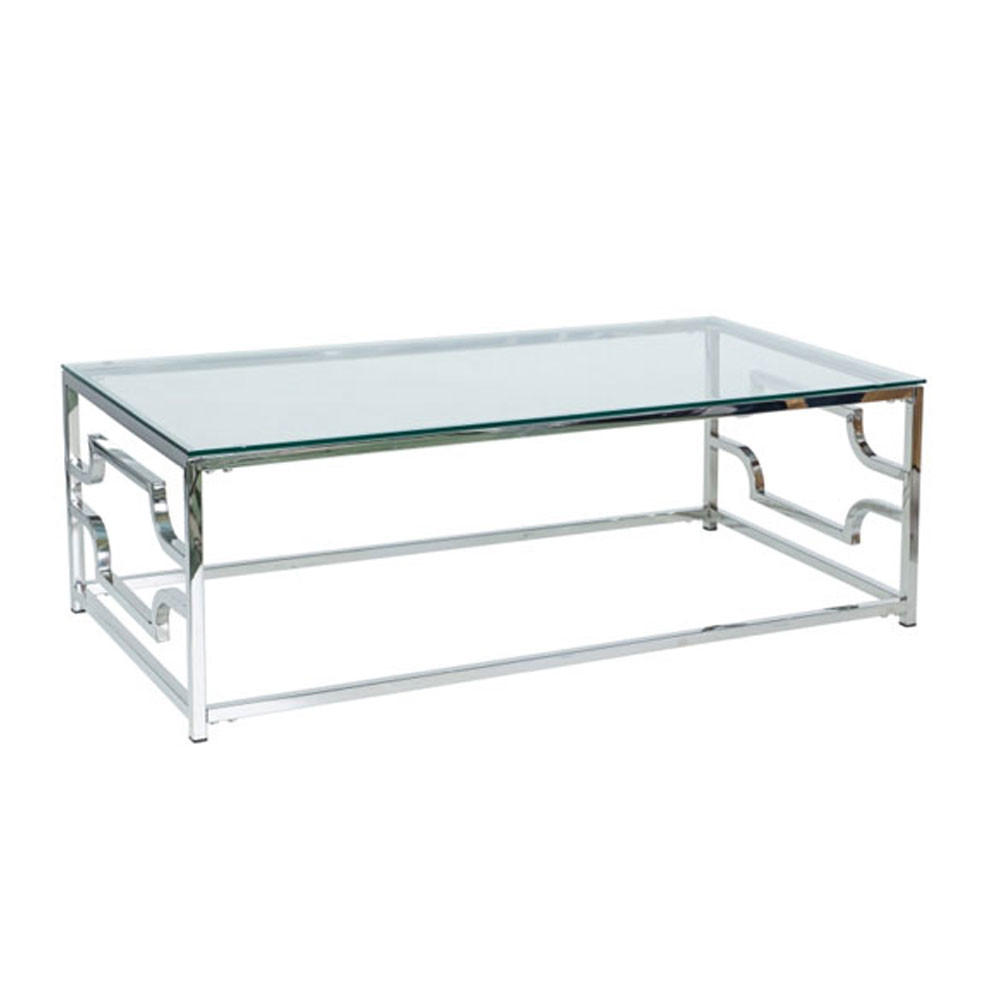 COUCHTISCH Versace Silber 120 / 60 / 40cm - Silberfarben, Glas/Holz (60/120/40cm) - Feldmann-Wohnen