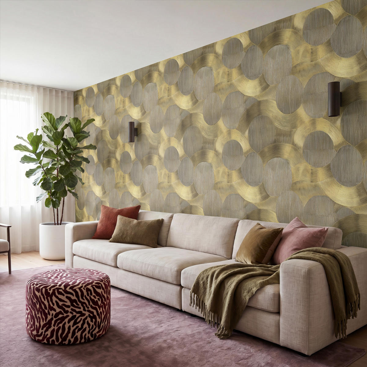 TAPETE - Modern - Geometrisch - Gold - 400x200 cm - Goldfarben, Papier (400/200cm) - OnlyWow