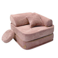 KINDERSESSEL modular 3-in-1 ausklappbar aus Cord in Puderrosa - Pink, Textil (60/50/50cm) - MeowBaby