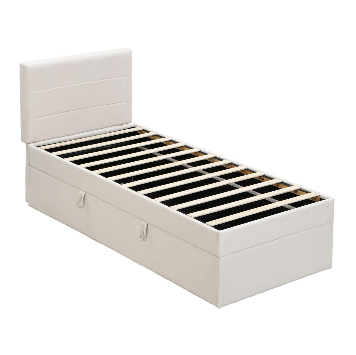 POLSTERBETT mit Stauraum 90x200 cm Beige - Beige, Holz (90/200cm) - Meubliv