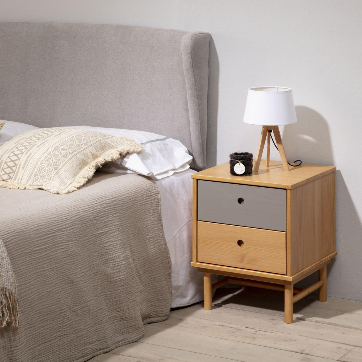 NACHTTISCH Magnus 2 Schubladen - Eichefarben, Holz (40/52/40cm) - VS Venta-stock