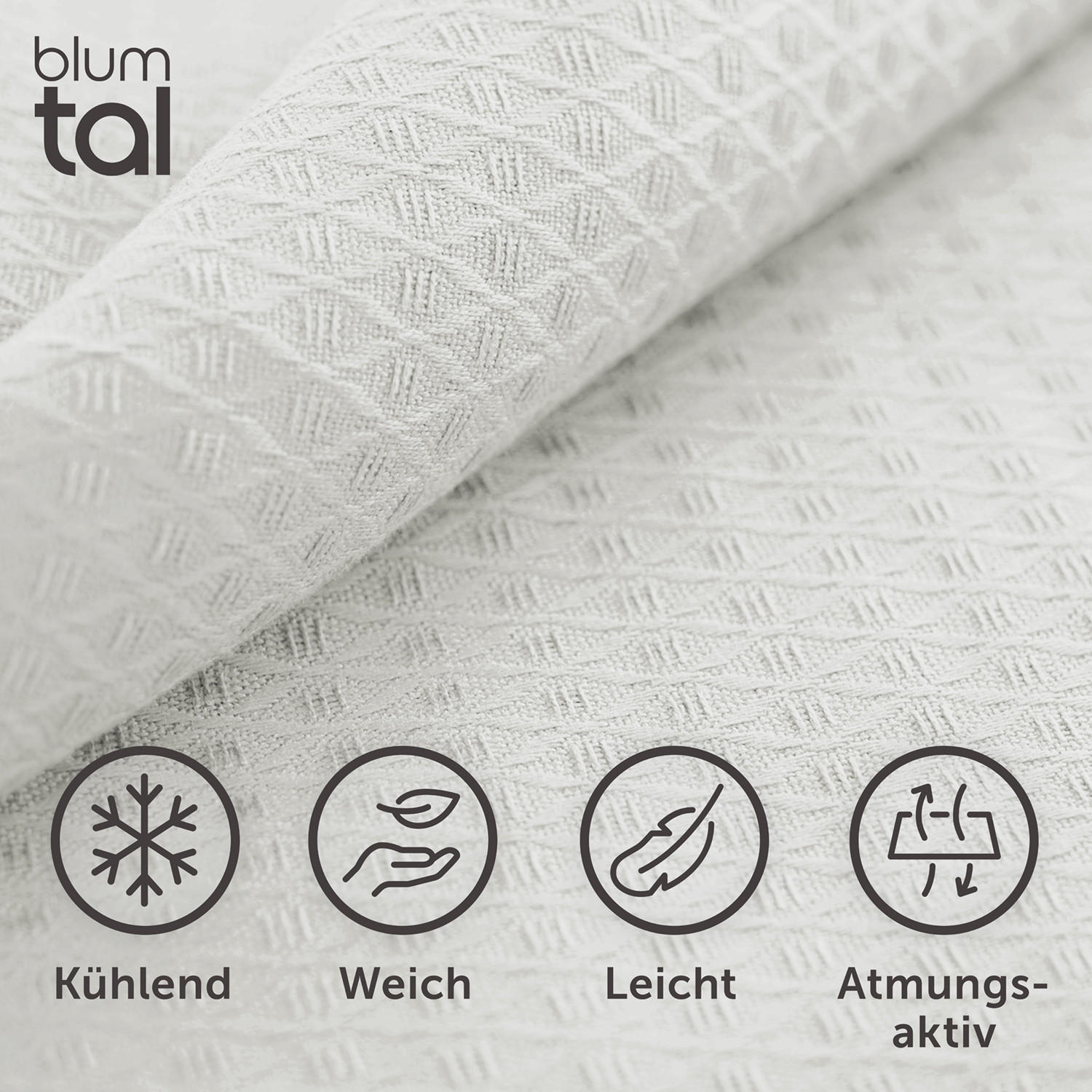 Thumbnail - Blumtal Kühldecke, Hellgrau, Textil, 120x100 cm, Oeko-Tex® Standard 100, Wohntextilien, Decken, Kuscheldecken