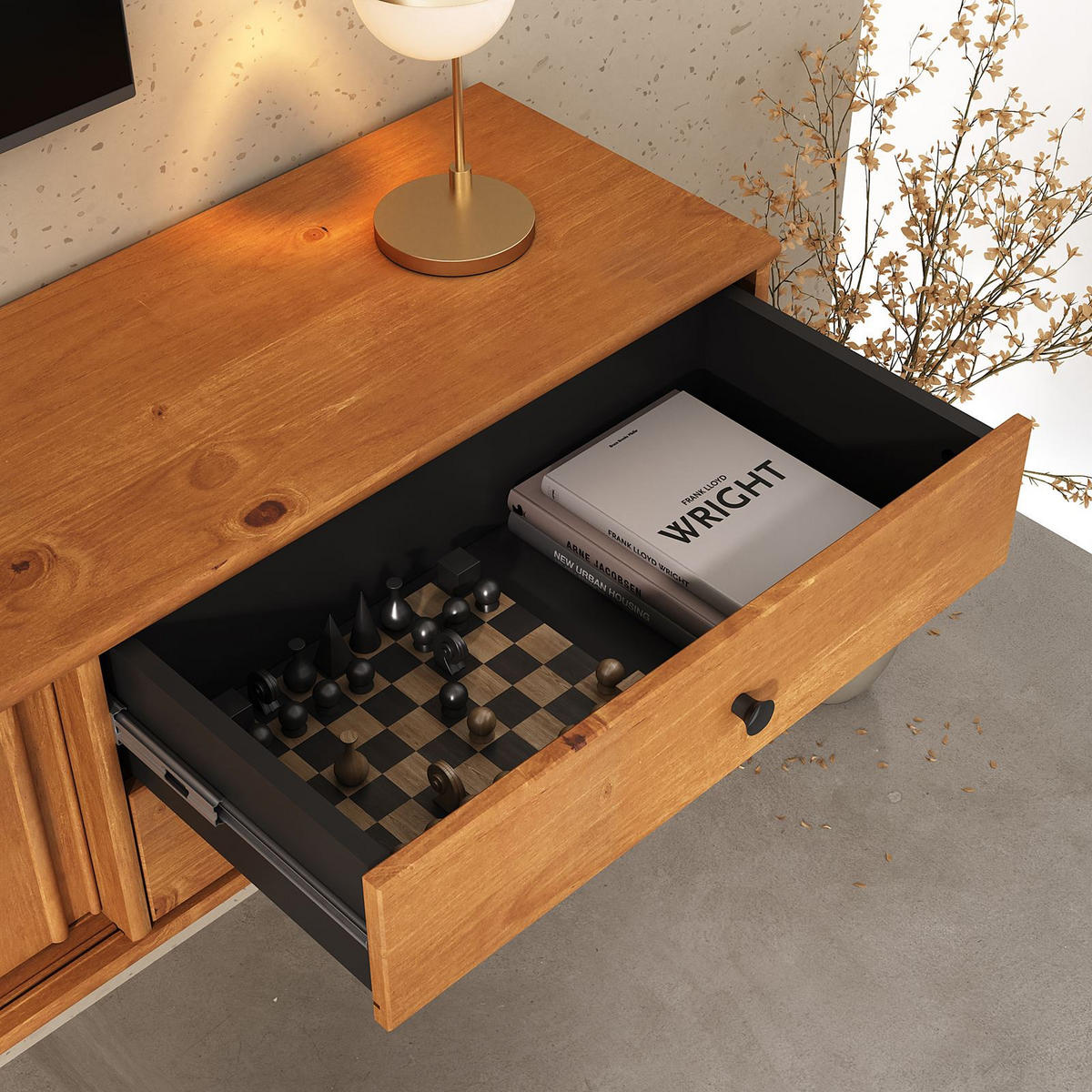 LOWBOARD SIMONA Eiche - Eichefarben, Holz (175/31/34cm) - IDIMEX