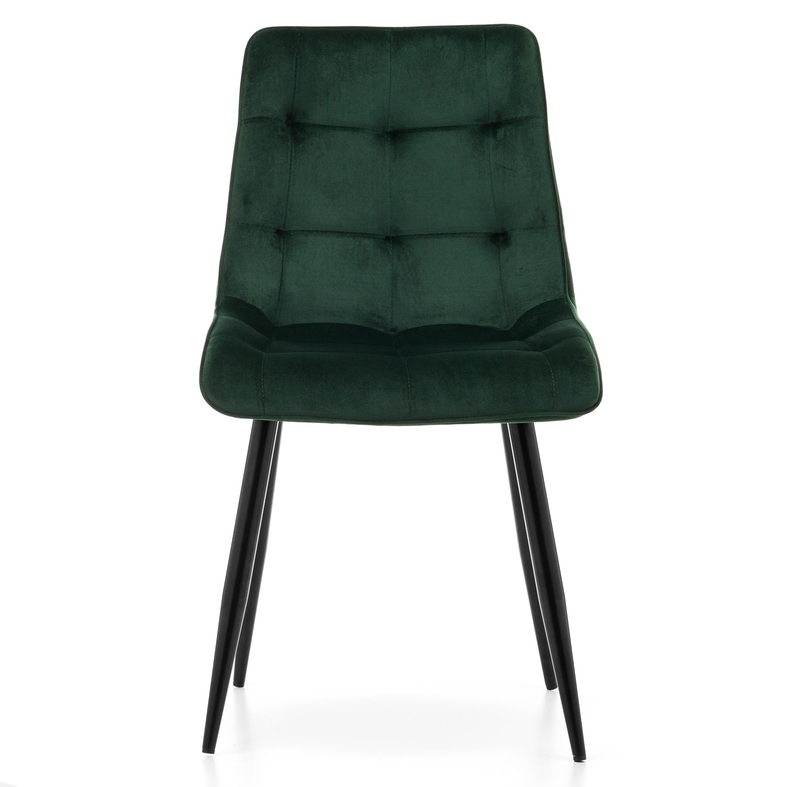 STUHL CHIC gespolsterter mit Steppung - grün - Samt Velours - Schwarz/Grün, Metall (50/88/47cm) - NEW HOME