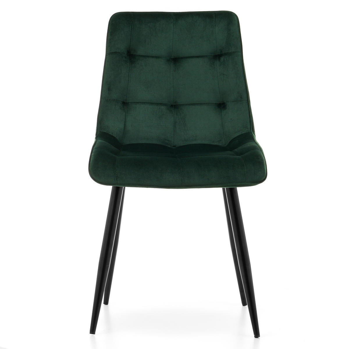 STUHL CHIC gespolsterter mit Steppung - grün - Samt Velours - Schwarz/Grün, Metall (50/88/47cm) - NEW HOME