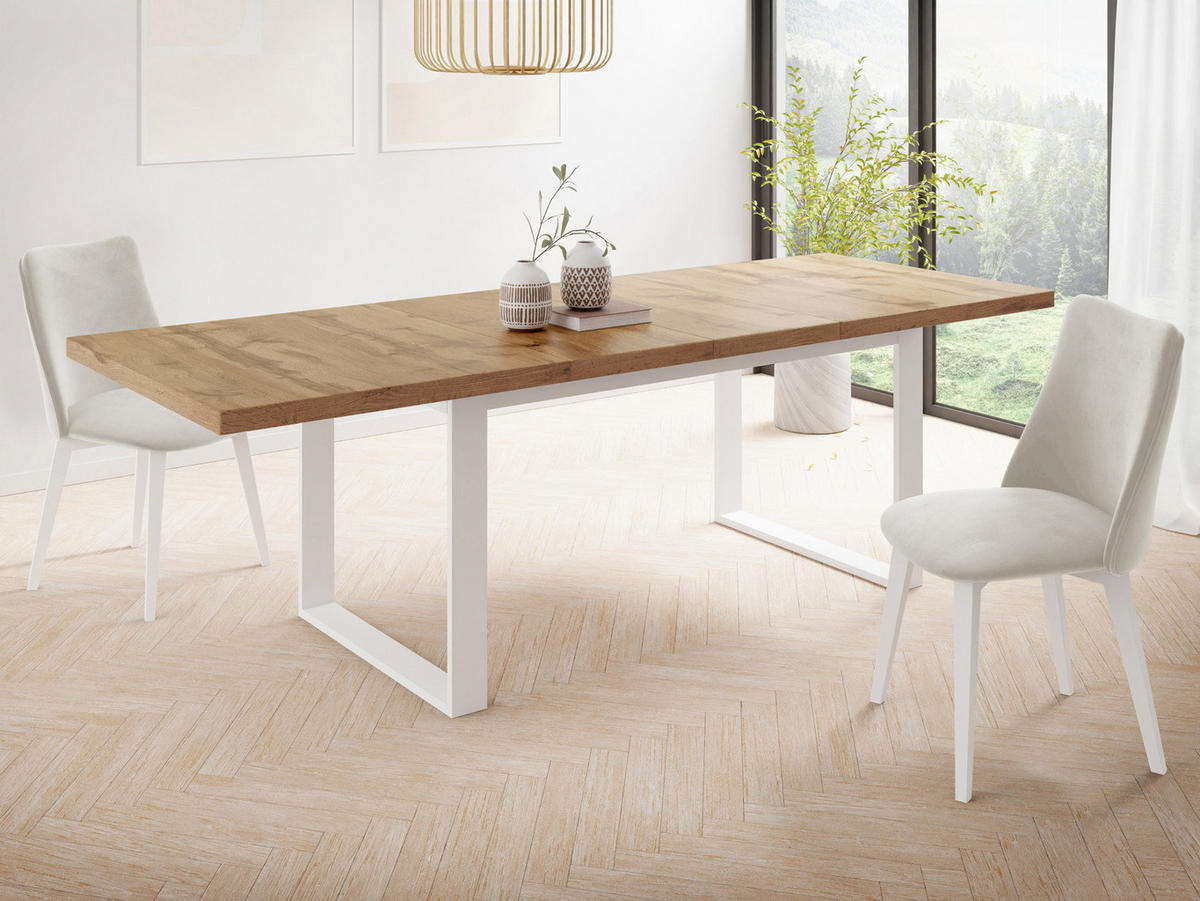 ESSTISCH Sana rechteckig ausziehbar, Wotan Eiche 160/240/90/75 cm - Eiche Wotan/Braun, Holzwerkstoff/Metall (90/240/75cm) - WFL GROUP