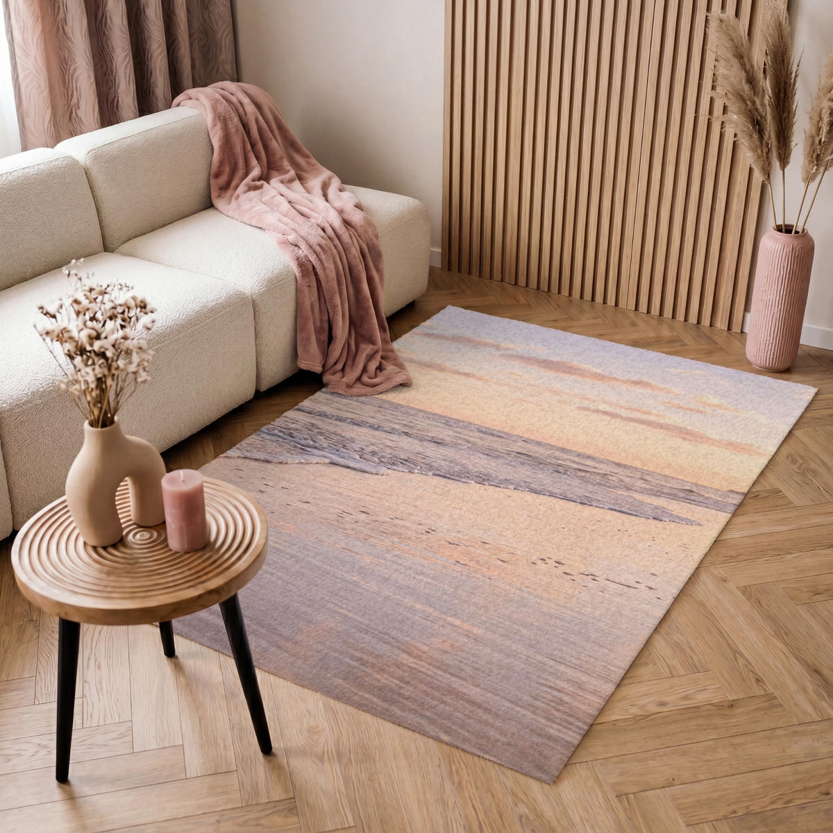 KOBERCE - Pláž - Príboj - Oblaky - 120x180 cm - svetloružová, textil/plast (120/0.4cm) - OnlyWow