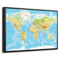 LEINWAND Bilder mit Rahmen - Weltkarte - Statistisch - Blau - Erde - Bildung - 60x40 - Blau, Textil (60/40cm) - MuchoWow