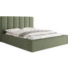 POLSTERBETT Amira mit Bettkasten, Grün Boucle 200x200 cm - Birkefarben/Schwarz, Holz/Holzwerkstoff (200/200cm) - WFL GROUP