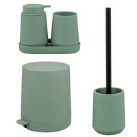 BAD-ACCESSOIRES-SET TESERO, Soft-Touch, grün - Grün, Kunststoff (22.5/25.5/25cm) - eluno