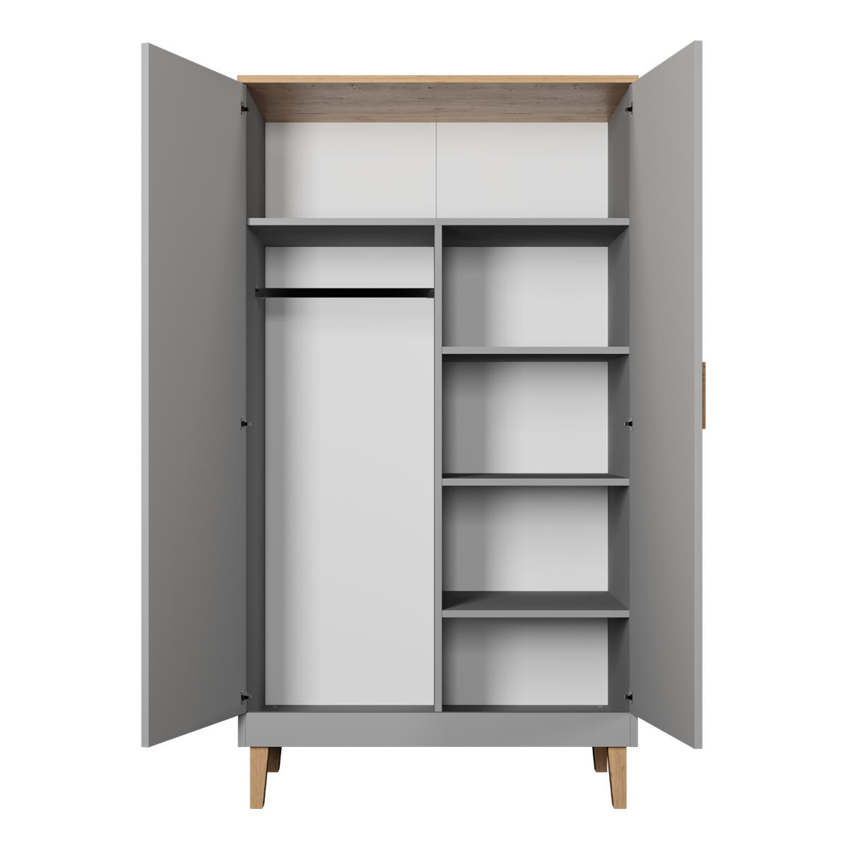 SCHRANK 2 Türen Denver Grau - Grau, Holzwerkstoff (55/184/100cm) - Petits-meubles