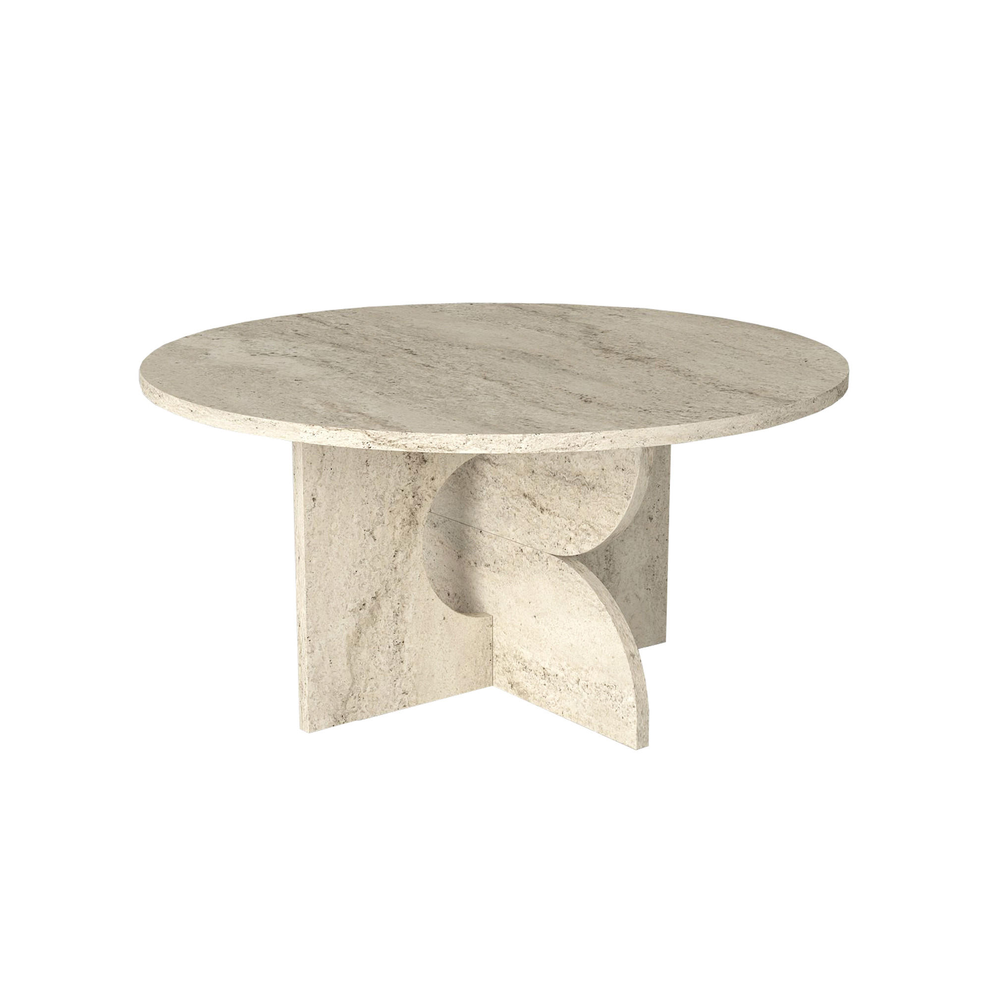 MOEBEL17 Couchtisch Rund Ø 75 cm Travertin Optik Beige – Moderner Wohnzimmertisch Steinoptik – Stabiler Design Sofatisch – Minimalistischer Wohnzimmer - Beige, Holzwerkstoff (75/75/37cm) - moebel17