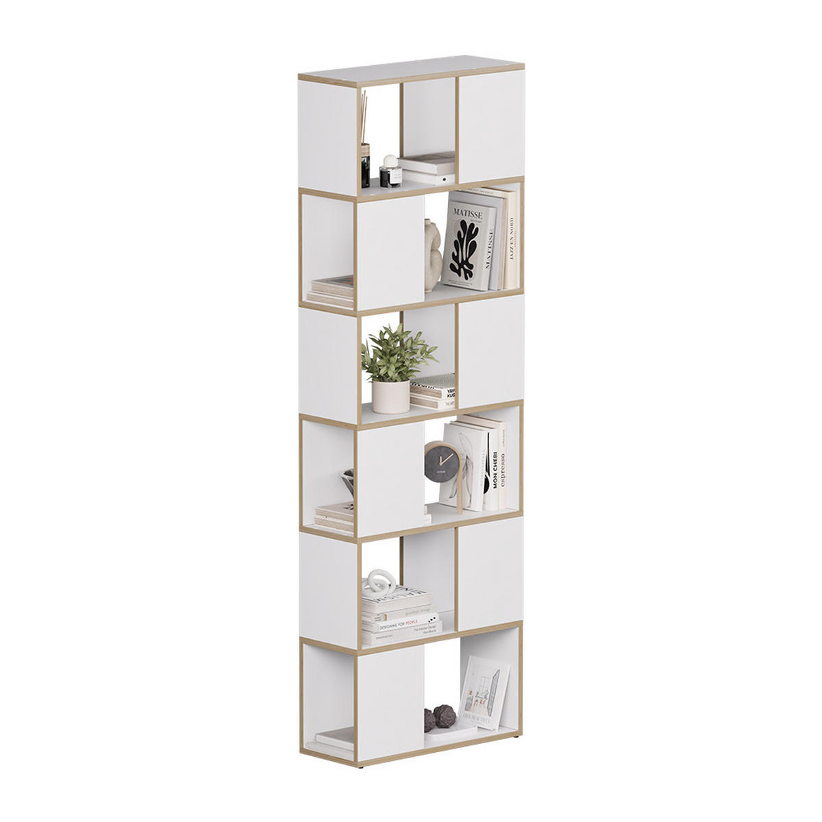 RAUMTEILER Eneos Weiß/Eiche 60 x 186 cm - Eichefarben/Weiß, Holzwerkstoff (60/186/24cm) - Vicco