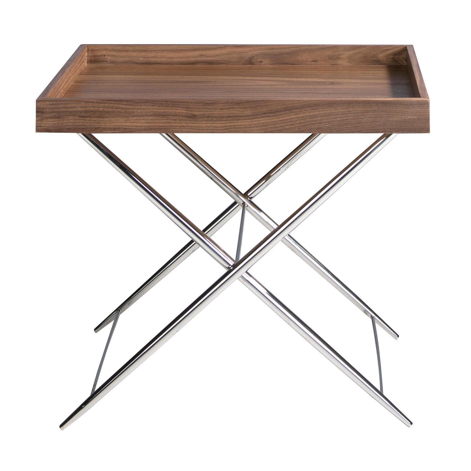 ECKTISCH Rechteckig Walnuss , Stahl 61/48/52 cm - Edelstahlfarben/Nussbaumfarben, Holz/Metall (48/61/52cm) - ANGEL CERDA