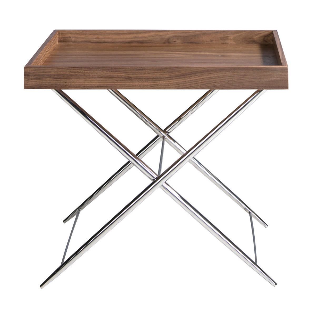 ECKTISCH Rechteckig Walnuss , Stahl 61/48/52 cm - Edelstahlfarben/Nussbaumfarben, Holz/Metall (48/61/52cm) - ANGEL CERDA
