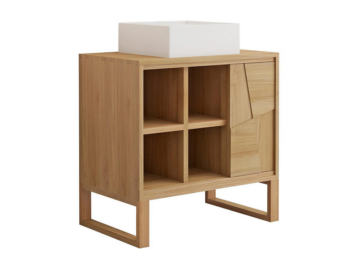 EINZELWASCHTISCH - 80 cm x 50 cm - holz - naturfarben hell Mataram - Weiß, Holz (80/80/50cm) - Vente-Unique