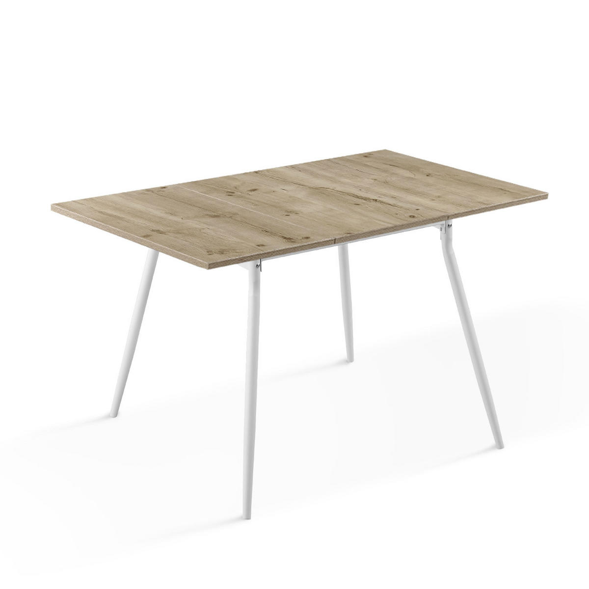 ESSTISCH JONTE 80-120/80/76 cm - Weiß/Eiche San Remo, Holzwerkstoff/Metall (80/80/76cm) - B&D Home
