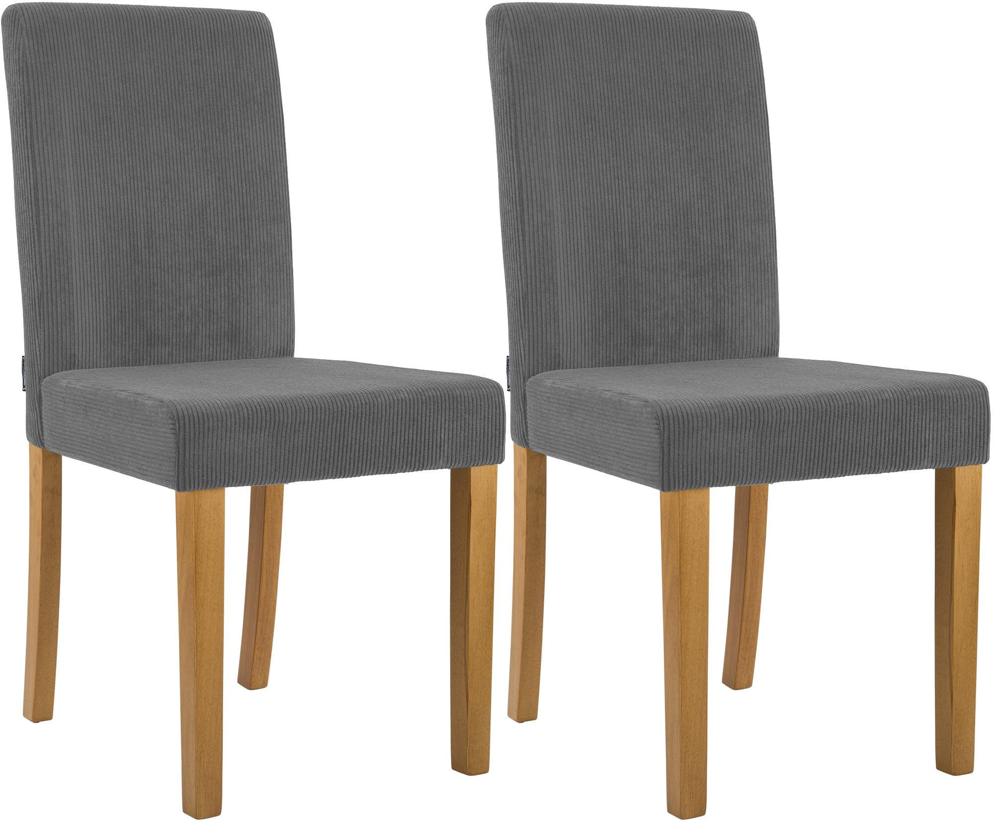 ESSZIMMERSTUHL 2er Set Cord Grau - Naturfarben/Grau, Holz/Textil (41/91/47cm) - CLP