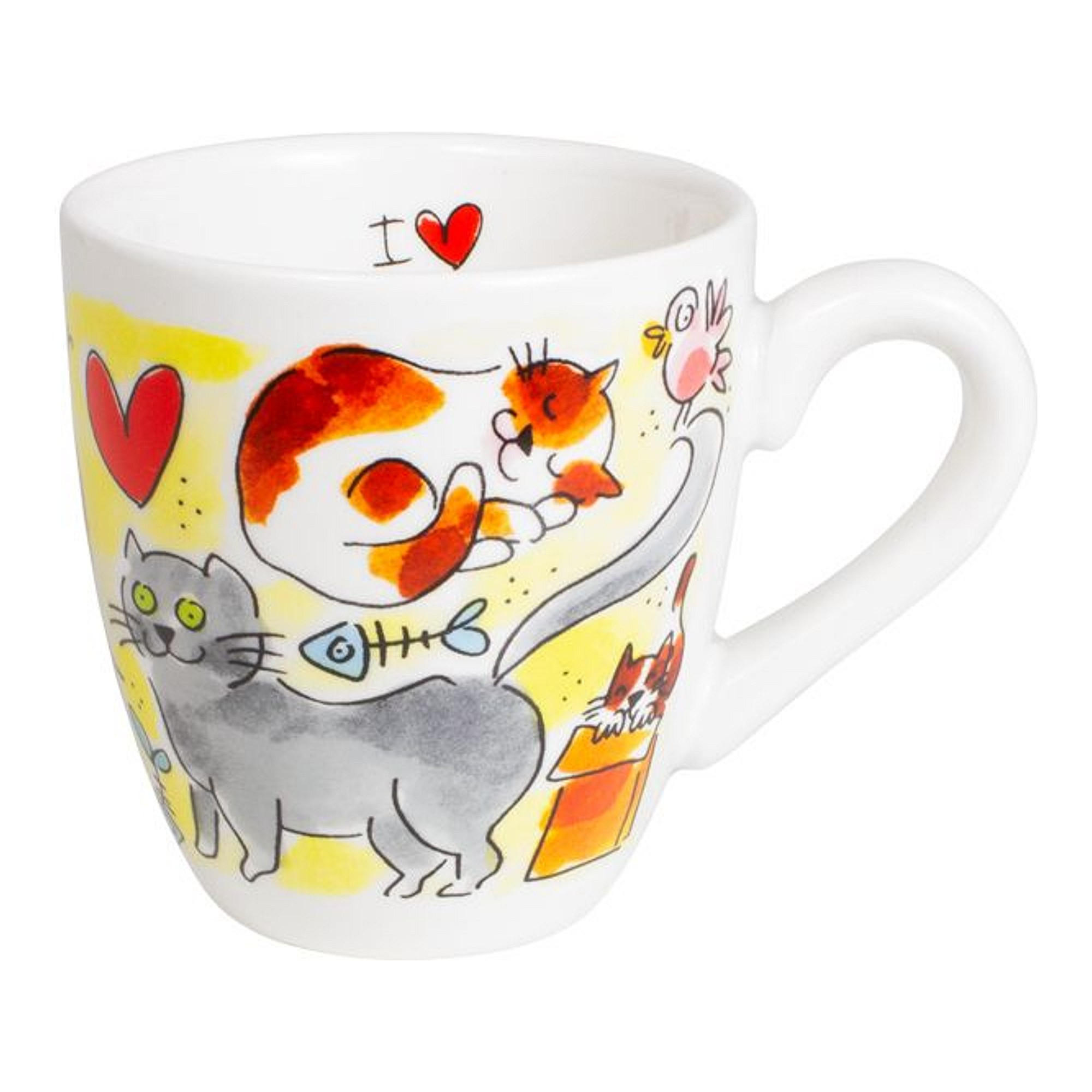 MINI-BECHER Katzenliebhaber in Bunt - 200 ml - Multicolor, Keramik (0.2L) - Blond Amsterdam