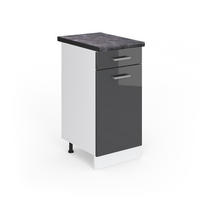 KÜCHENUNTERSCHRANK R-Line Anthrazit Hochglanz 40 cm, AP Anthrazit - Schwarz Hochglanz/Anthrazit, Holzwerkstoff (40/81.6/60cm) - Vicco