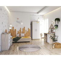 JUGENDZIMMER Arivo in Eiche Sonoma und Weiß 5 teilig - Kinderzimmer Komplett Set - Braun, Holzwerkstoff (80/200/120cm)