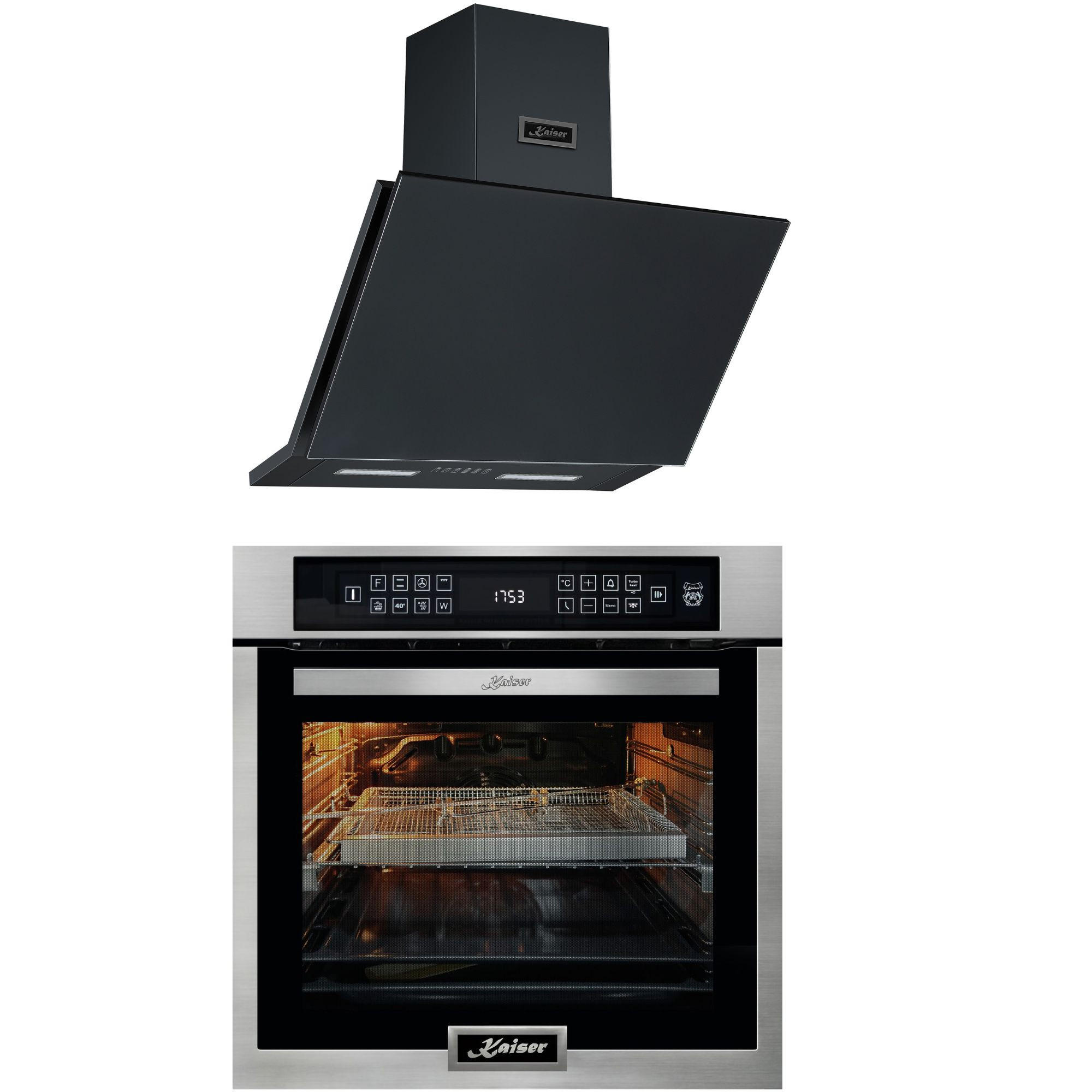 KAISER Einbau Elektrobackofen 60 cm EH 6306 N R + AT 6455 s Dunstabzugshaube 60cm - Silberfarben, Metall (59.4/59.4/54.3cm) - Kaiser