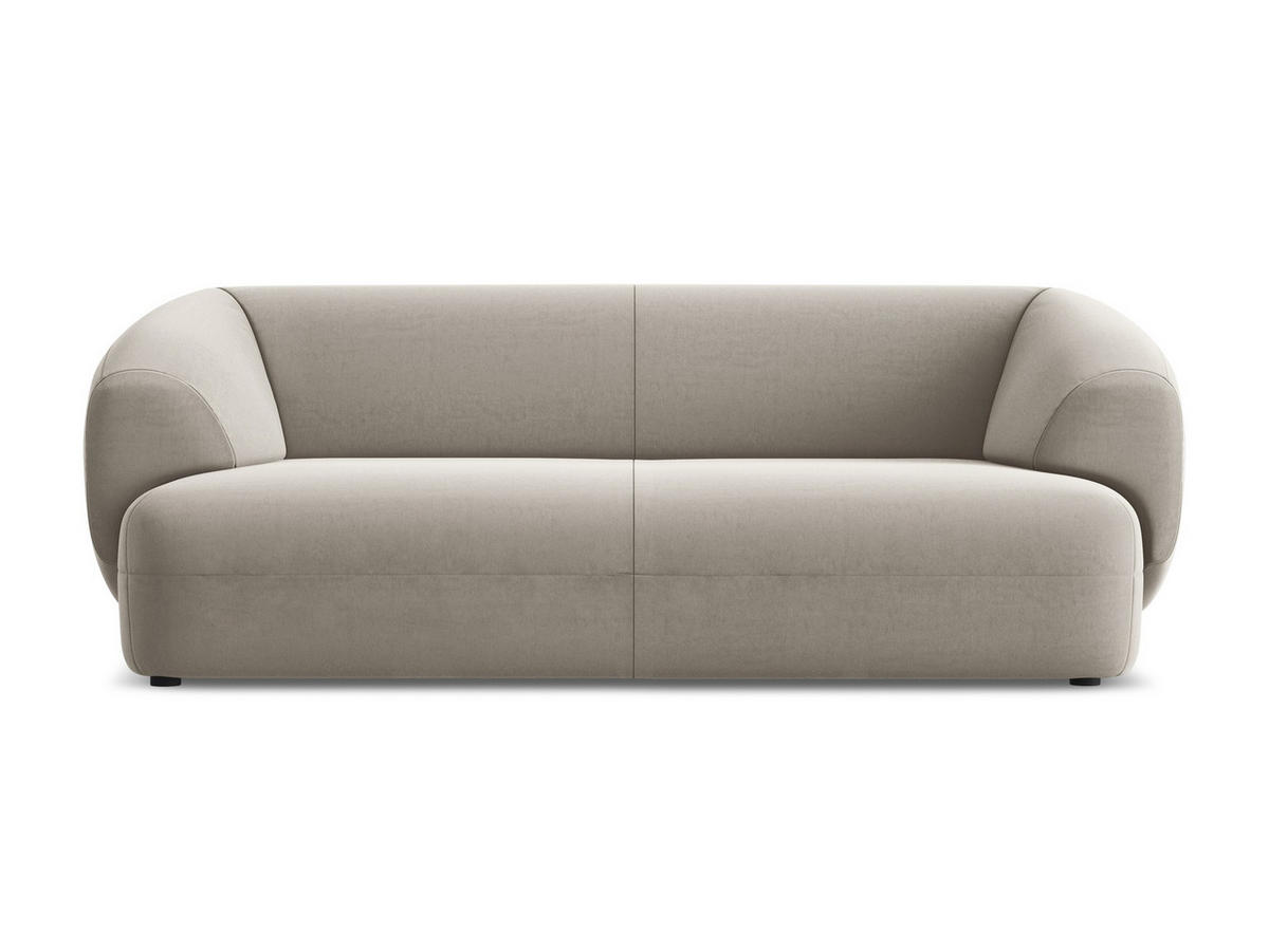 3-SITZER SOFA Samt Stoff Grau - Taupe/Schwarz, Kunststoff/Textil (212/81/98cm) - Makamii