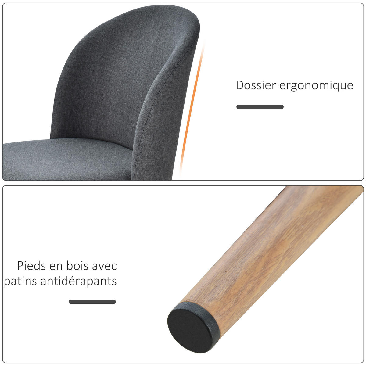 ESSZIMMERSTÜHLE 2er-Set DE-13174 Leinenbezug Grau - Grau, Holz (58/85/50cm) - ComfortXL