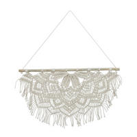 MAKRAMÉ nástenný dekor - krémová, drevo/textil (60.5/1.5cm) - Relaxdays