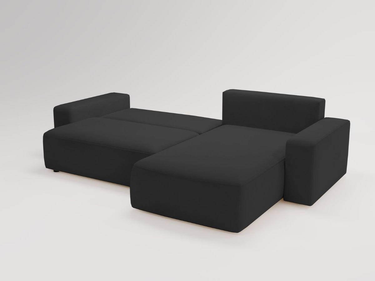 ECKSOFA Tazones Schwarz Rechts - Schwarz, Holz/Kunststoff (250/165cm) - Graingold