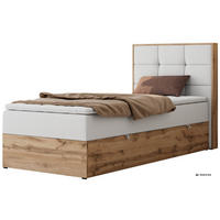 BOXBETT ALBERO 1 90/200 - Weiß Kunstleder - Topper Visco - H3 - Rechts - Schwarz/Weiß, Kunststoff/Textil (90/200cm) - MKS