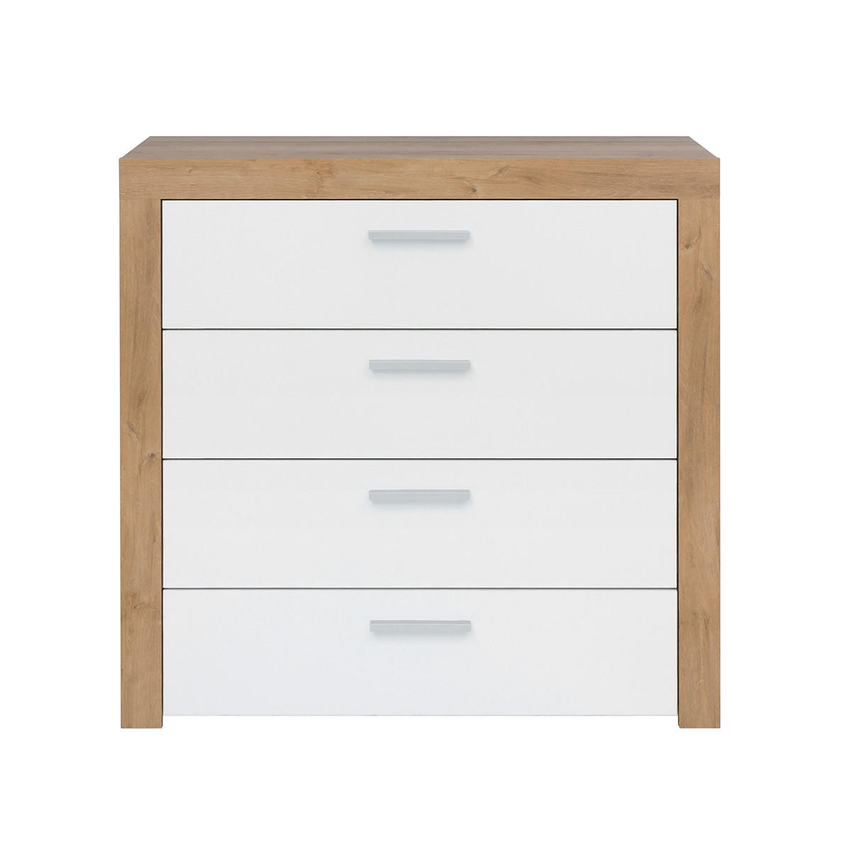 KOMMODE Nora Weiß und Holz - Weiß, Holzwerkstoff (90/88/39cm) - Petits-meubles