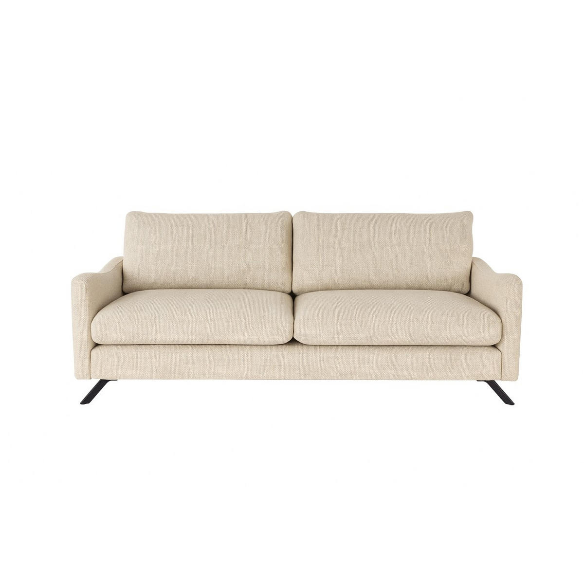 SOFA CLOUD mit schwarz Metallbeinen, Beige - Beige, Textil (235/98/107cm) - KS Home Concept